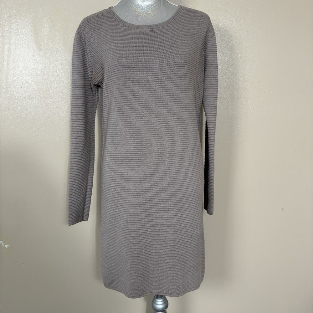 Wilfred Silk Cashmere Ribbed Knit Dress Taupe Light Brown Long Sleeve Sz S